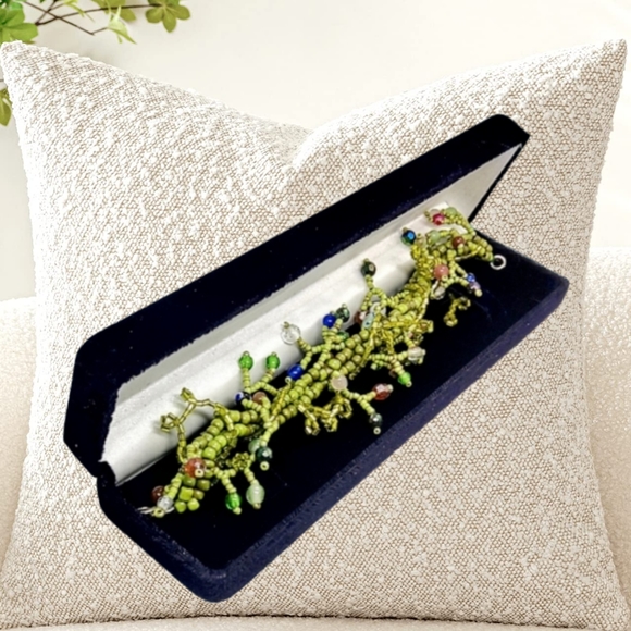 Unique Handmade Bracelet with Genuine Jadeite, Crystals, & Many More Charms - Picture 5 of 6